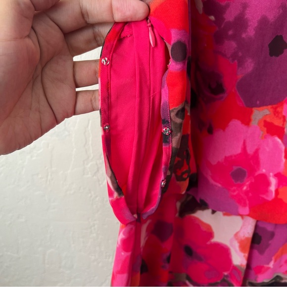 Eliza J Floral High Low Dress Red Black preppy wedding summer bohemian party - Picture 10 of 15